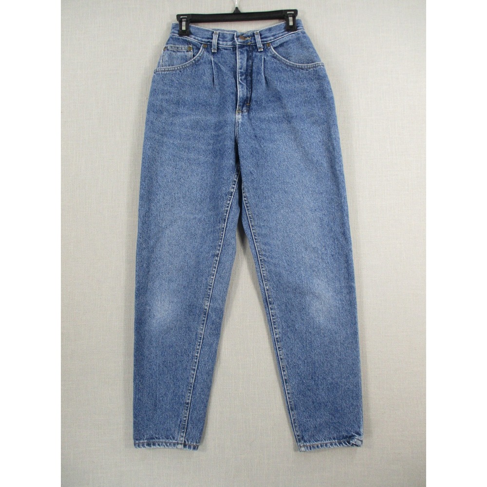 Lee Vintage High Waisted Mom Jeans Medium Wash Pleated Tapered Leg Denim 25W